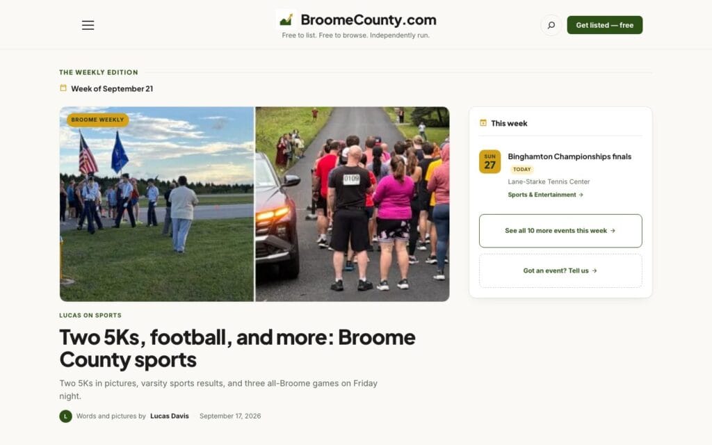 The BroomeCounty.com home page
